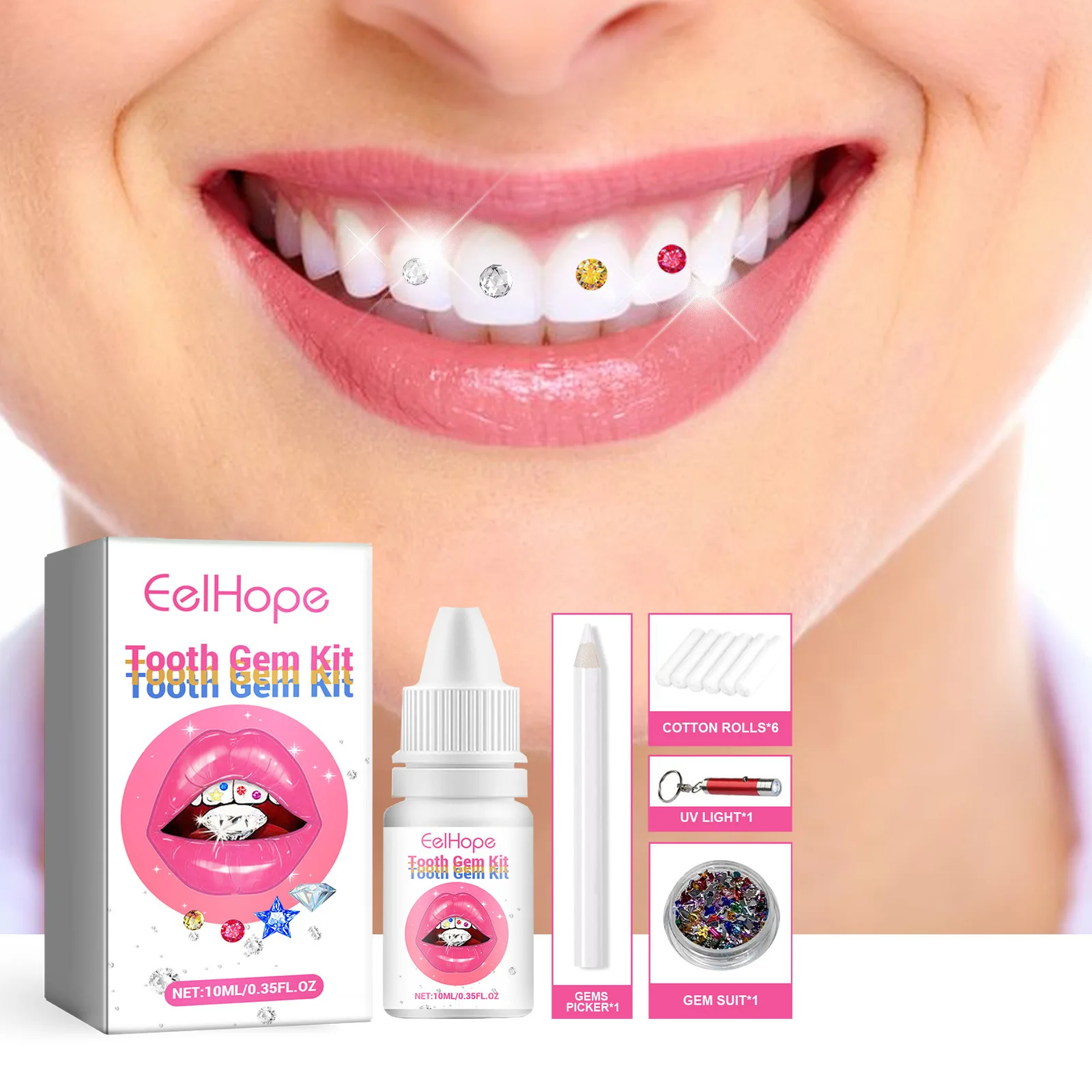 Tooth Jewelry Kit DIY Clear Pr - Teeth Whitening Kit With Light 评论和价格