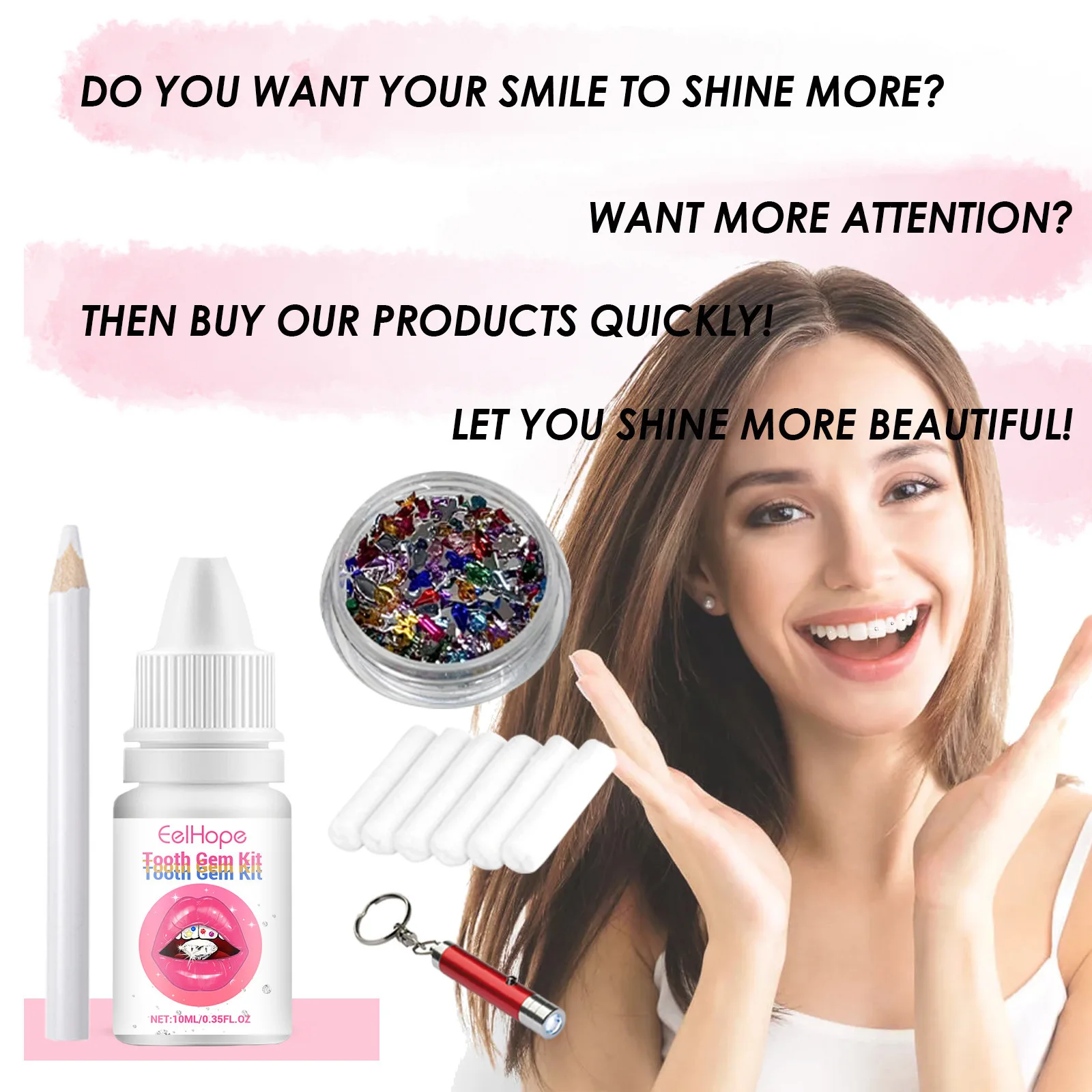 Tooth Jewelry Kit DIY Clear Pr - Teeth Whitening Kit With Light 评论和价格